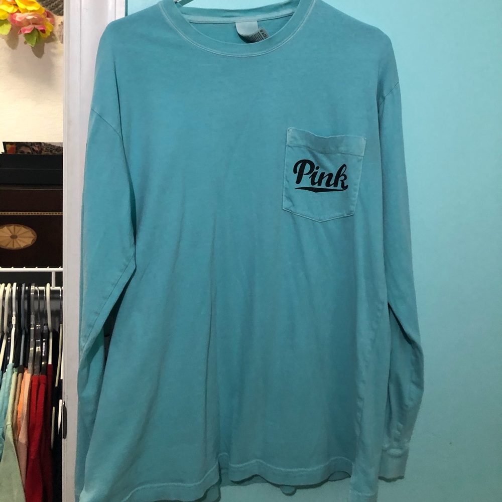 Blue PINK Victoria Secret Long-sleeve Tee